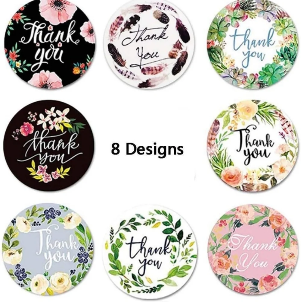 Floral Thank You Sticker Roll 500 Piece Count